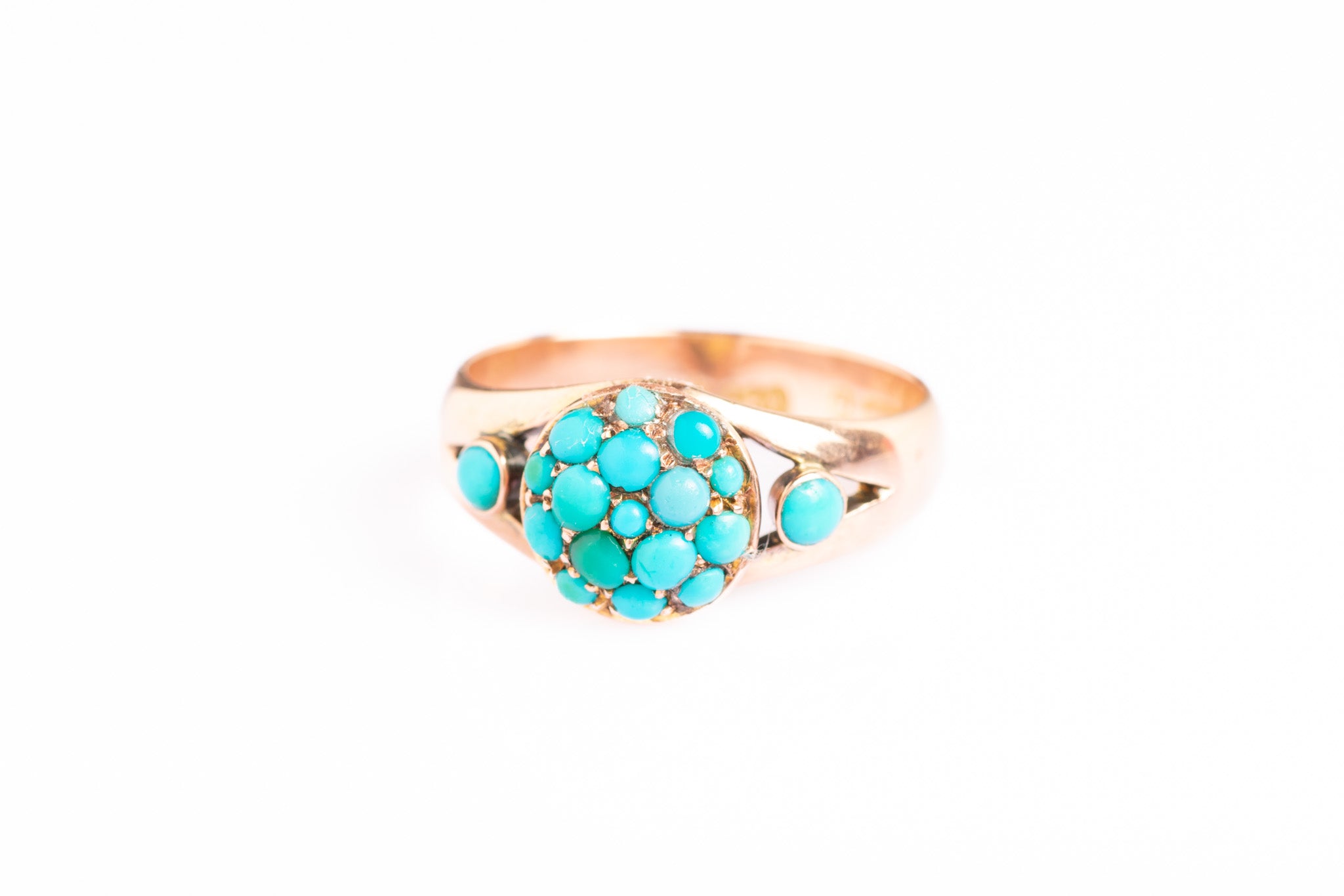 A 9ct Gold Victorian Turquoise Cluster Ring