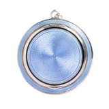 Antique Silver Blue Guilloche Enamel Compact Pendant