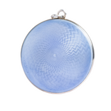 Antique Silver Blue Guilloche Enamel Compact Pendant