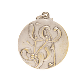 Art Nouveau Silver Plated Mistletoe Mirror Pendant