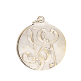 Art Nouveau Silver Plated Mistletoe Mirror Pendant