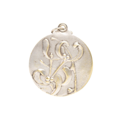 Art Nouveau Silver Plated Mistletoe Mirror Pendant