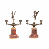 Antique 19th Century French Stork and Turtle Candlesticks