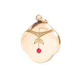 Art Nouveau Gold Plated Pendant With A Ruby