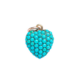 Antique Victorian 9ct Gold Turquoise Heart Pave Pendant