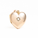 Antique Victorian 9ct Gold Pearl Heart Locket