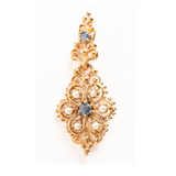 Vintage 9ct Gold Sapphire and Seed Pearl Drop Earrings