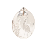 Victorian Art Nouveau Sterling Silver Bird Locket Jewelry