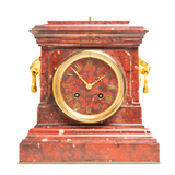 Antique 19th Century French Rouge Marble Mantle Clock by Japy Frères