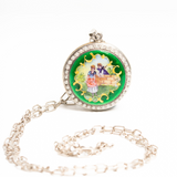 Swiss Guilloche Enamel And Pearl Silver Locket Pendant