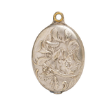 Art Nouveau French Mistletoe Silver Mirror Pendant