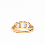 Vintage 9ct Gold Amethyst and Topaz Three Stone Ring