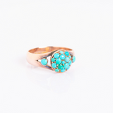 A 9ct Gold Victorian Turquoise Cluster Ring