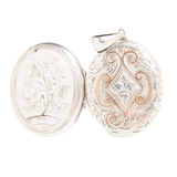 Victorian 9ct Gold And Silver Floral Locket