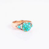 A 9ct Gold Victorian Turquoise Cluster Ring