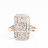 Vintage Art Deco Style 18ct Gold Diamond Plaque Ring