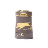 Antique Japanese Meiji Iron Gold and Silver Vesta Case By Komai Otojiro