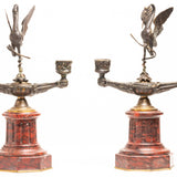 Antique 19th Century French Stork and Turtle Candlesticks