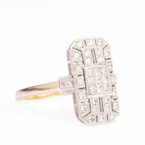 Vintage Art Deco Style 18ct Gold Diamond Plaque Ring