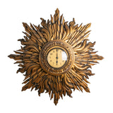 Large Vintage Mid-Century Large Gilt wood Sunburst Clock