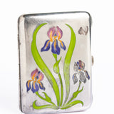 Antique Art Nouveau German Enamel Iris Cigarette Case