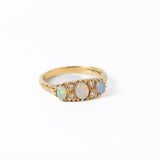 Antique Victorian 18ct Gold Opal & Diamond Trilogy Ring