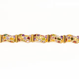 Vintage Italian 14ct Gold Multi-Gem Panel Bracelet