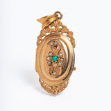Antique 18ct Gold French Napoleon III Floral Turquoise And Pearl Locket