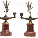 Antique 19th Century French Stork and Turtle Candlesticks