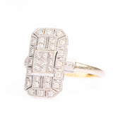 Vintage Art Deco Style 18ct Gold Diamond Plaque Ring