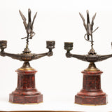 Antique 19th Century French Stork and Turtle Candlesticks