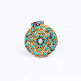 Antique Austro Hungarian Turquoise Garnet and Pearl Enamel Locket