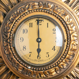 Large Vintage Mid-Century Large Gilt wood Sunburst Clock
