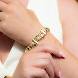Vintage Italian 14ct Gold Multi-Gem Panel Bracelet