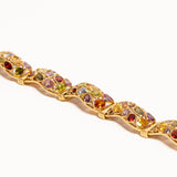Vintage Italian 14ct Gold Multi-Gem Panel Bracelet