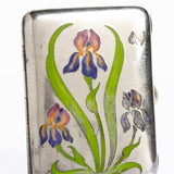 Antique Art Nouveau German Enamel Iris Cigarette Case
