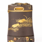 Antique Japanese Meiji Iron Gold and Silver Vesta Case By Komai Otojiro