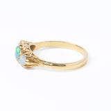 Antique Victorian 18ct Gold Opal & Diamond Trilogy Ring