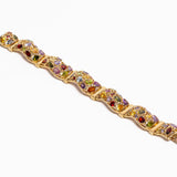 Vintage Italian 14ct Gold Multi-Gem Panel Bracelet