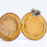 Antique Austro Hungarian Turquoise Garnet and Pearl Enamel Locket
