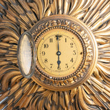Large Vintage Mid-Century Large Gilt wood Sunburst Clock