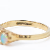 Antique Victorian 18ct Gold Opal & Diamond Trilogy Ring