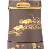 Antique Japanese Meiji Iron Gold and Silver Vesta Case By Komai Otojiro