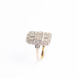 Vintage Art Deco Style 18ct Gold Diamond Plaque Ring