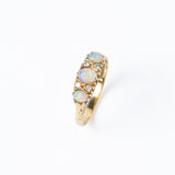 Antique Victorian 18ct Gold Opal & Diamond Trilogy Ring
