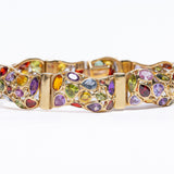 Vintage Italian 14ct Gold Multi-Gem Panel Bracelet
