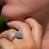 Vintage 18ct Gold Diamond Three Tier Cluster Ring