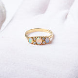 Antique Victorian 18ct Gold Opal & Diamond Trilogy Ring