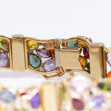 Vintage Italian 14ct Gold Multi-Gem Panel Bracelet