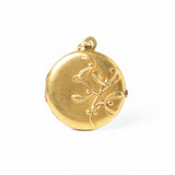 Antique Art Nouveau Gold Plated Mistletoe Photo Locket